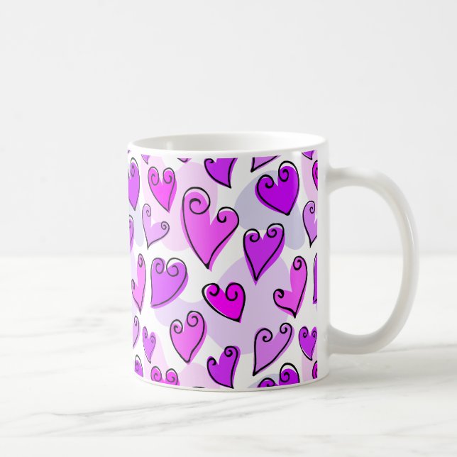 Mug Coeurs pourpres Fille Mignonne Jour des Valentines (Droite)