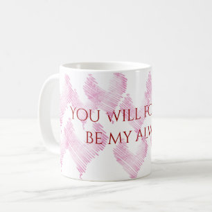 Mug coeurs roses avec citation d'amour