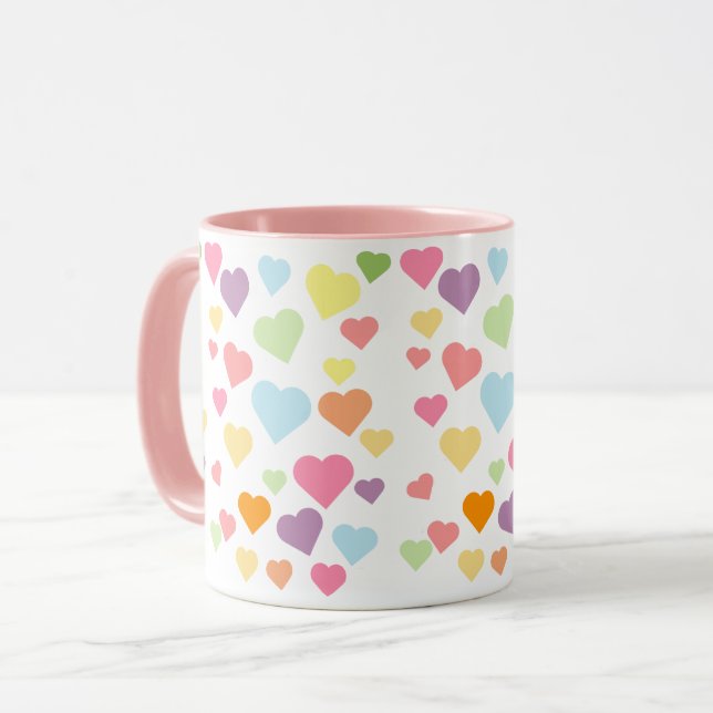 Mug Coeurs roses colorés Motif Stylish Cute (Devant gauche)