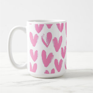 Mug Cœurs roses fantaisistes mignons sur fond blanc