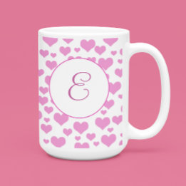 Mug Coeurs roses Motif Élégant Monogramme personnalisé