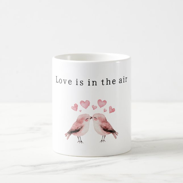 Mug Cœurs roses oiseaux blancs amour  (Centre)