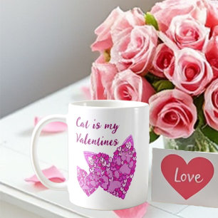 Mug Cœurs roses pattes Chats/Chiens Amoureux de la Sai