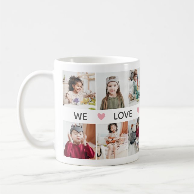 Mug Coeurs roses Photo Collage We Love You Grand-mère (Gauche)