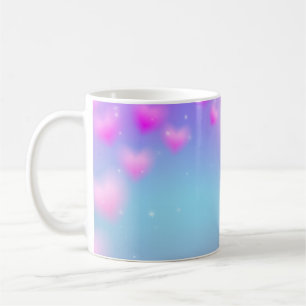 Mug Cœurs roses rêveurs et paillettes Fond pastel