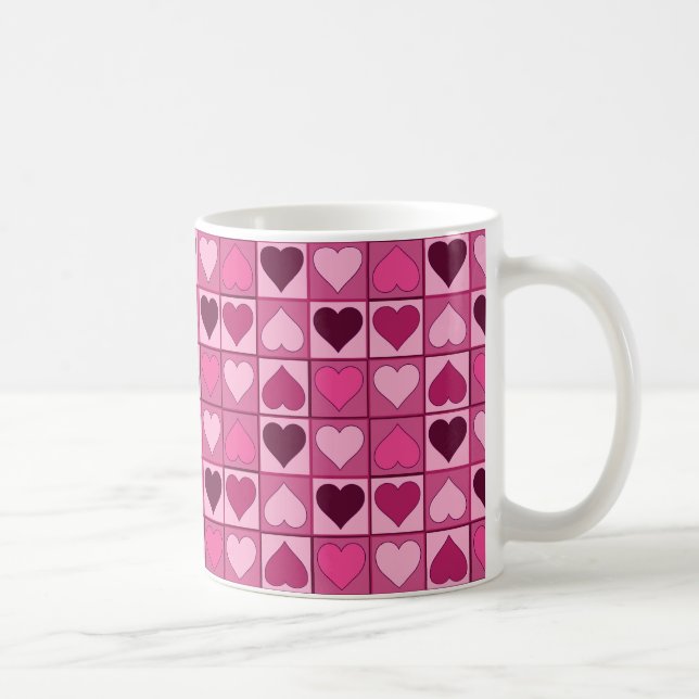 Mug Coeurs roses romantiques en haut et en bas (Droite)