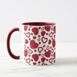 Mug Cœurs Roses Rouges Motif Minimaliste Saint-Valenti