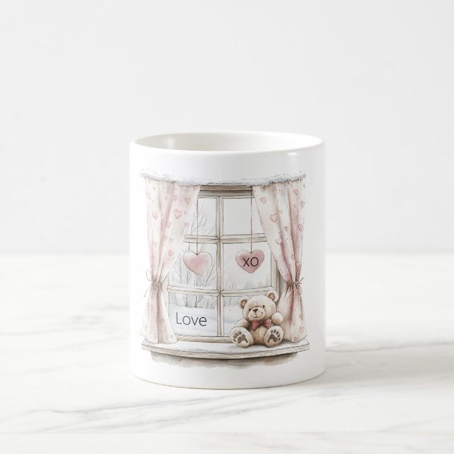 Mug Cœurs roses XO Love Teddy Bear Fenêtre (Centre)