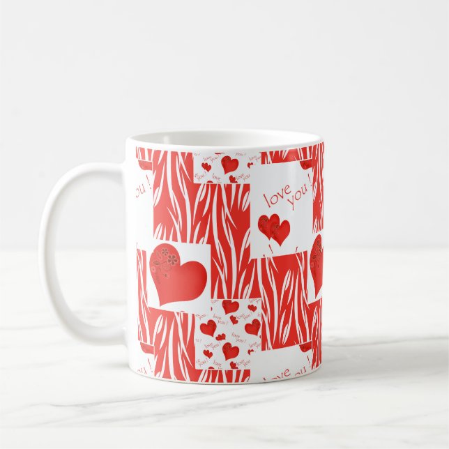 Mug Cœurs rouges, amour. (Gauche)