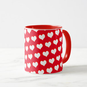 Mug Coeurs rouges blancs simples