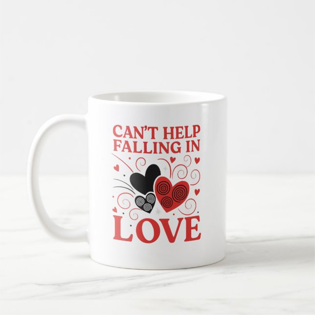 Mug Cœurs rouges et noirs Design (Gauche)
