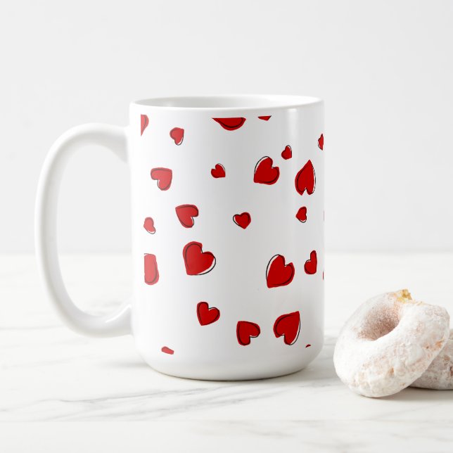Mug Coeurs rouges personnalisés (Avec donut)