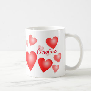 Mug Coeurs rouges personnalisés Texte personnalisé