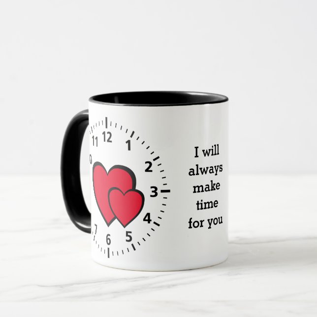 Mug Cœurs rouges | PRENEZ TOUJOURS DU TEMPS POUR VOUS  (Devant gauche)