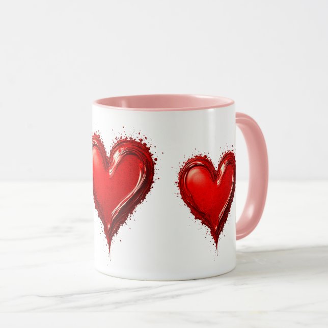 Mug Cœurs Rouges, Symbole d'un Amour Sincère. (Devant droit)