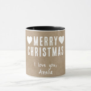 Mug Coeurs rustiques Joyeux petit ami de Noël petit am