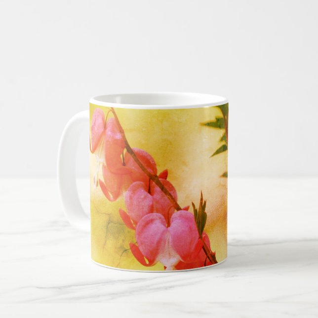 Mug Coeurs saignants roses Fleur Abstrait Personnalisé (Devant gauche)
