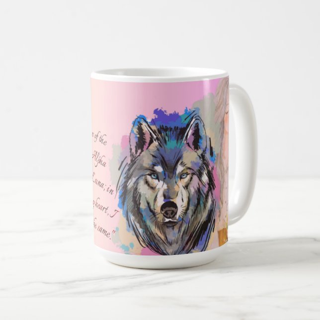 Mug Coeurs sauvages | Design Alpha et Luna Wolf (Devant droit)