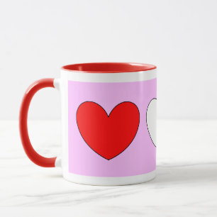 Mug Coeurs Valentines Jour Rouge Rose Blanc 4Patty