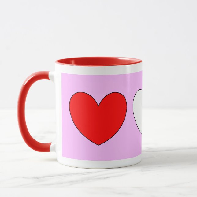 Mug Coeurs Valentines Jour Rouge Rose Blanc 4Patty (Gauche)