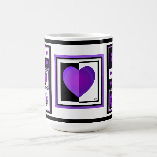 Mug Cœurs violets battants B&W (Centre)