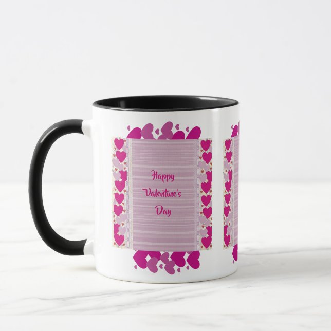 Mug Coeurs violets Heureuses Saintes-Valentin 3 devis  (Gauche)