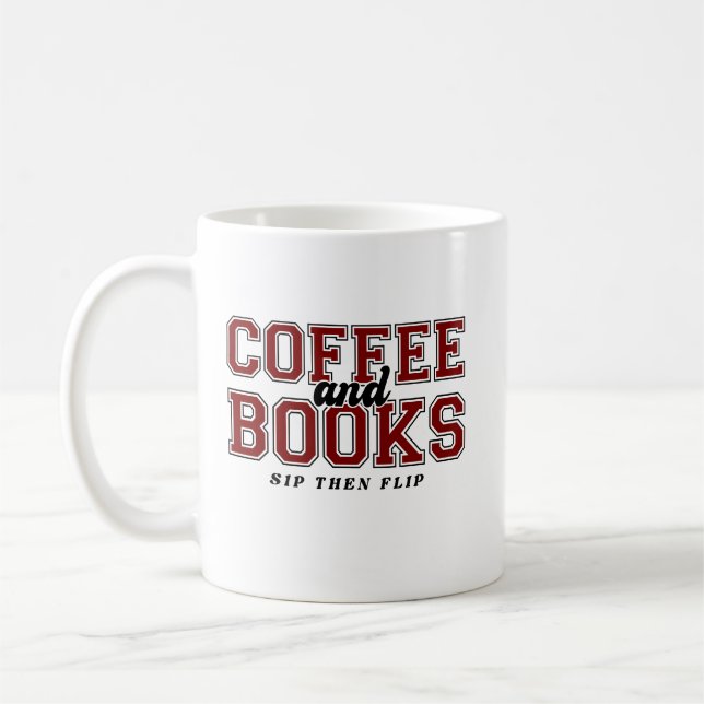 Mug Coffee and Books Sip Then Flip Bookworm Maroon (Gauche)