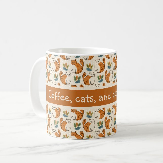 Mug Coffee Cats and Cozy Mornings Naive Art Style (Devant gauche)