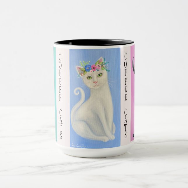 Mug Coffee Cats Whimsical Art (Centre)