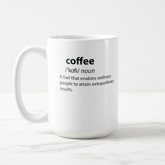Mug Coffee Funny Dictionnaire Définition (Gauche)