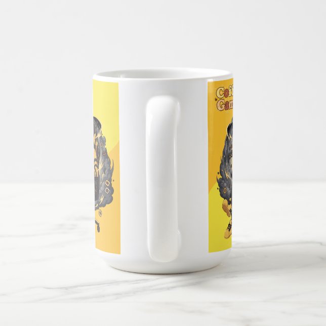 Mug Coffee Gamer Anime Boy Yellow Aesthetic Art (Poignée)