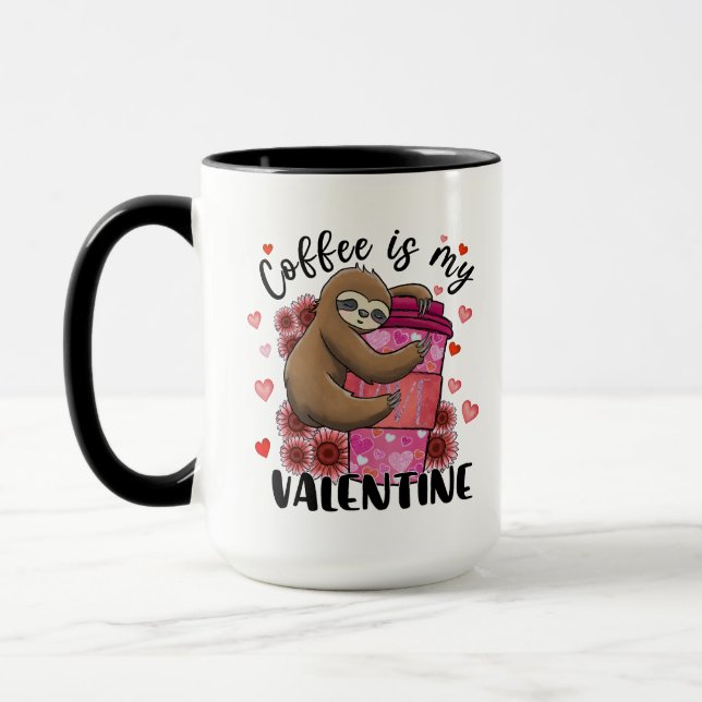 Mug Coffee Lover Sloth Coffee est My Valentine (Gauche)