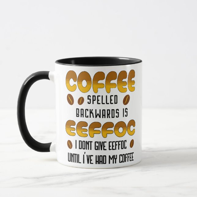 Mug Coffee Spelled Backwards Coffee lover (Gauche)