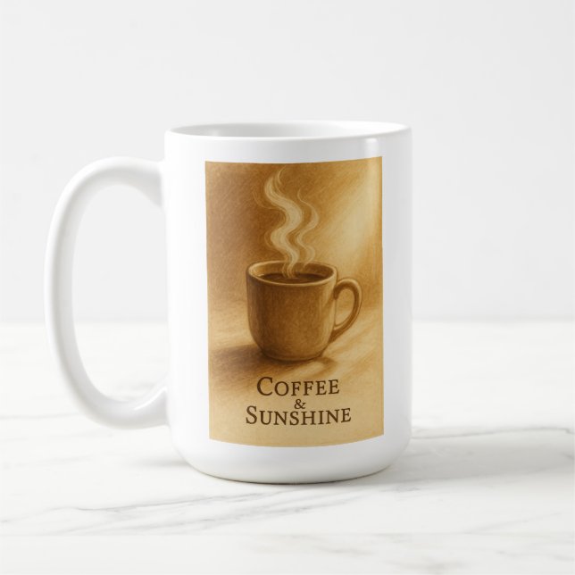 Mug Coffee & Sunshine – Cozy Morning Sepia Art (Gauche)