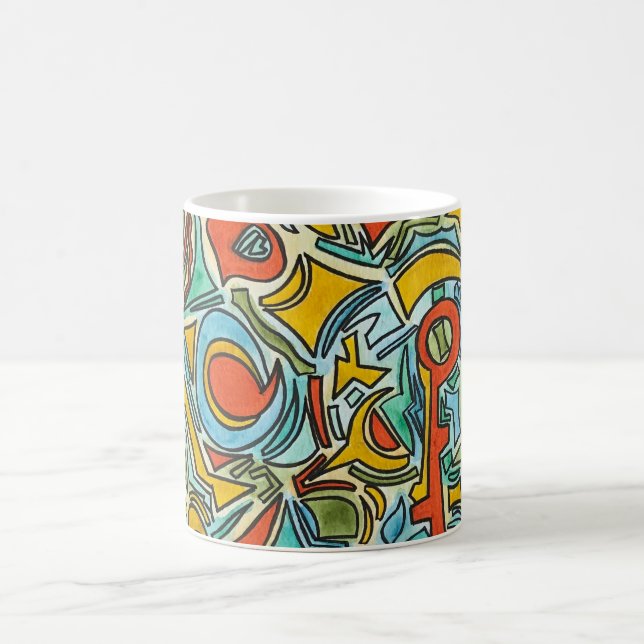 Mug Coffre au trésor - Art abstrait peint à la main (Centre)