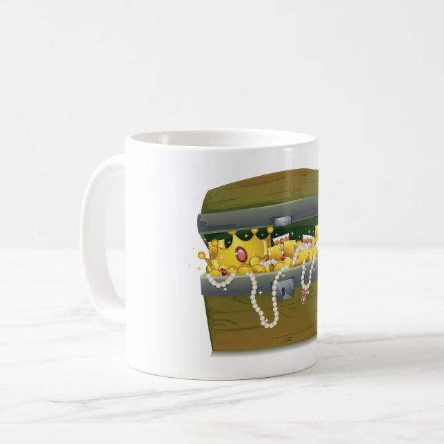 Mug Coffre au trésor de pirate avec bijoux et épée (Devant gauche)