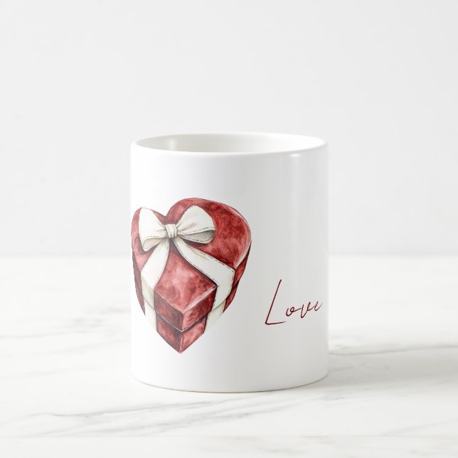 Mug Coffret Cœur Rouge Nœud Ruban Blanc (Centre)