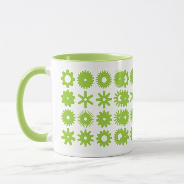Mug Cogs - Lime vert sur blanc (Gauche)
