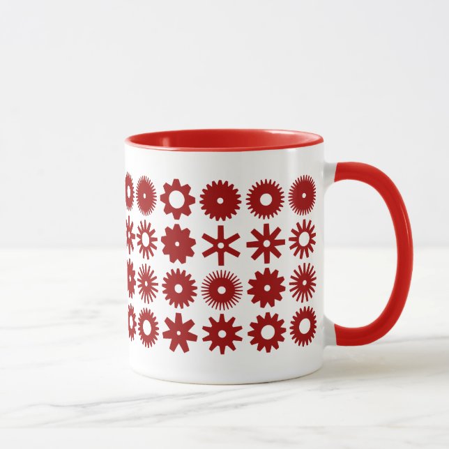 Mug Cogs - Rouge rubis sur blanc (Droite)