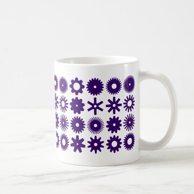 Mug Cogs - Violet profond sur blanc (Droite)