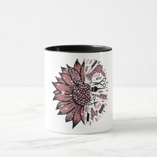 Mug Coiffeur Mauve et Léopard Rose Tournesol Outil
