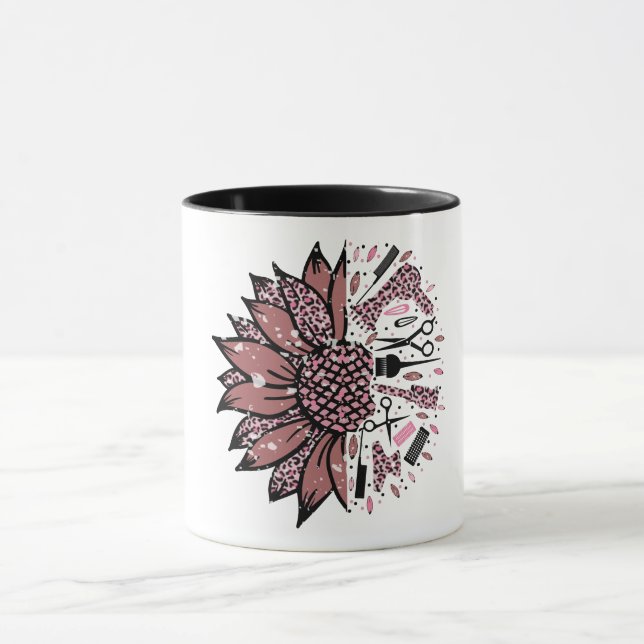 Mug Coiffeur Mauve et Léopard Rose Tournesol Outil (Centre)