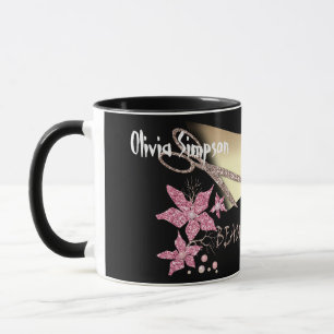 Mug Coiffeur Paillettes Ciseaux Brillants Fleurs Beaut