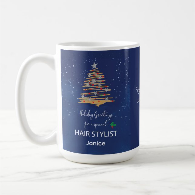 Mug Coiffeur remercie Noël rend la saison lumineuse (Gauche)