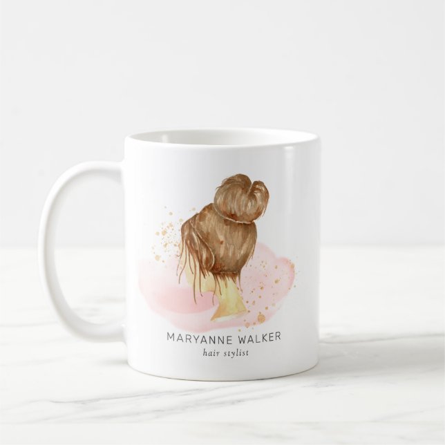 Mug coiffure rose rousse coiffeur salon monogramme (Gauche)