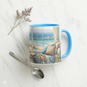 Mug Coin Fenêtre Côtière Douillette Cottagecore