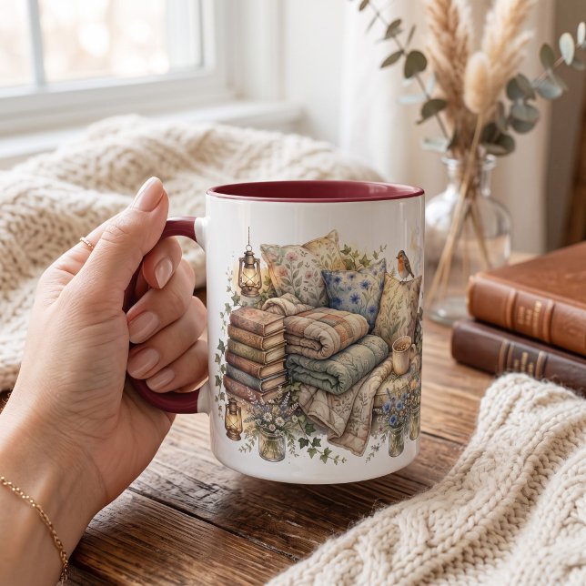 Mug coin lecture aquarelle personnalisé (Créateur téléchargé)