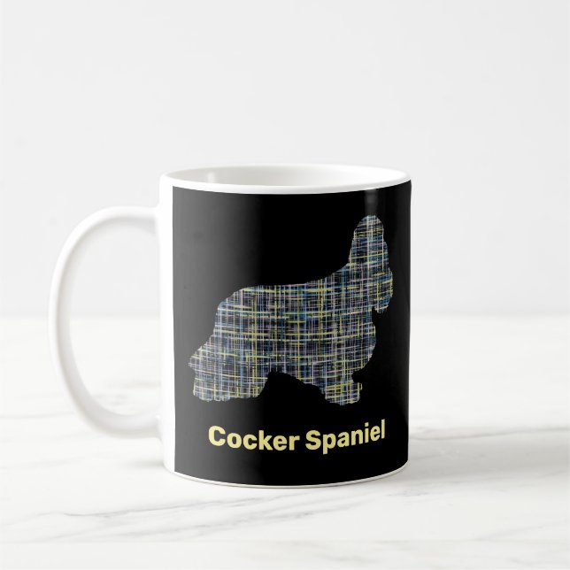Mug Coker Spaniel Chien Silhouette Grille Y&B (Gauche)