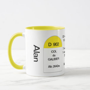 Mug Col du galibier, marqueur routier français, VTT
