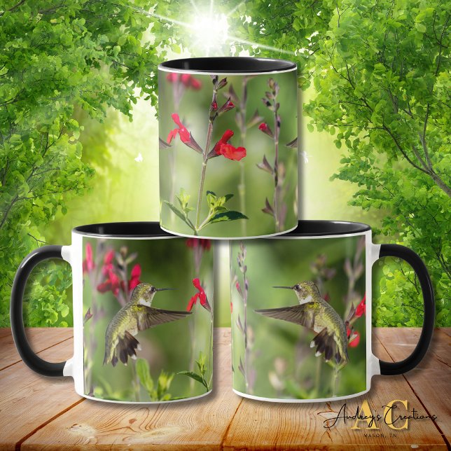 Mug Colibri à gorge rubis "à Radio Red Salvia" (Créateur téléchargé)